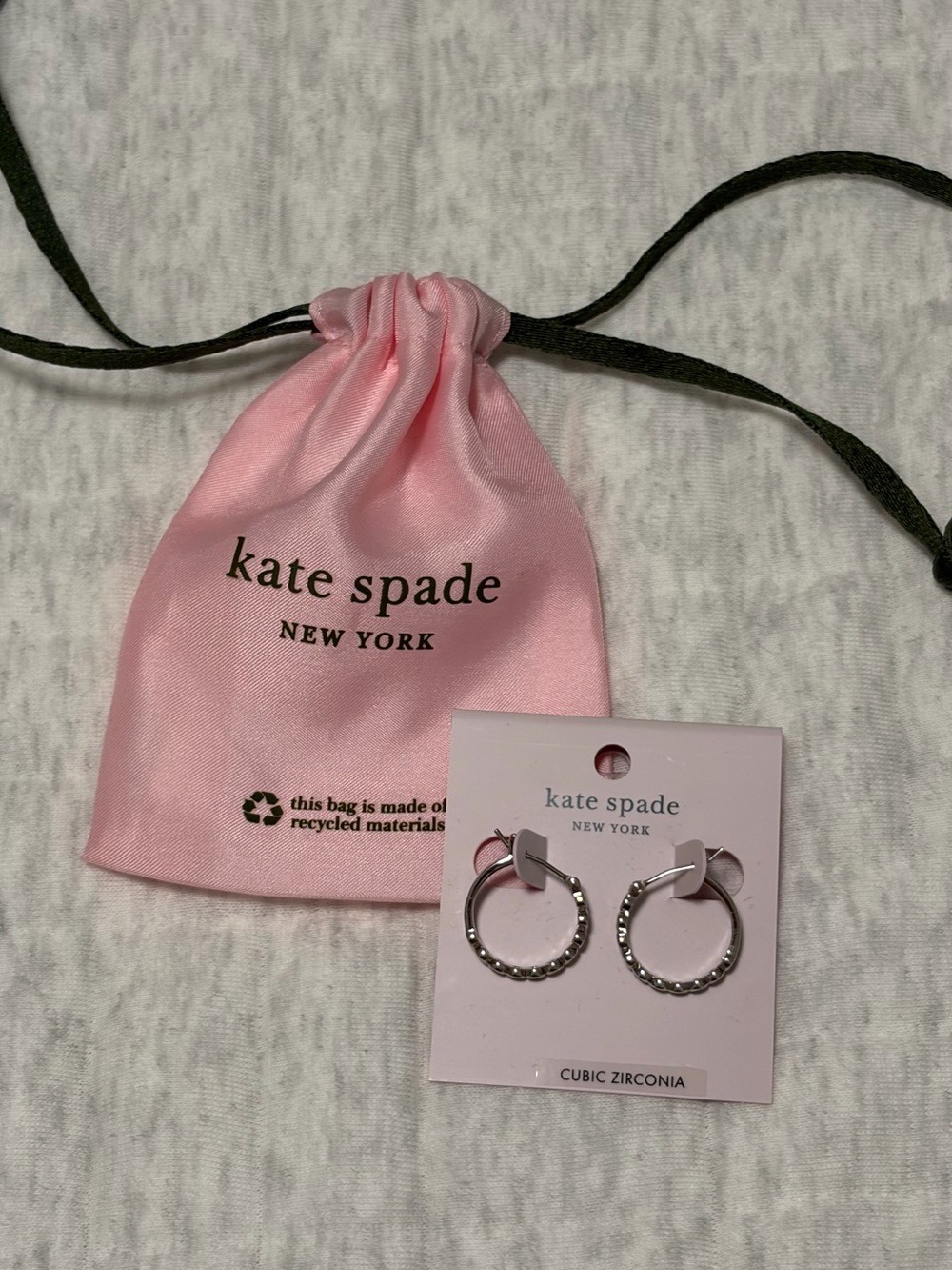 NWT Kate Spade Full Circle Huggie Silver Earrings clear cubic zirconia stones
